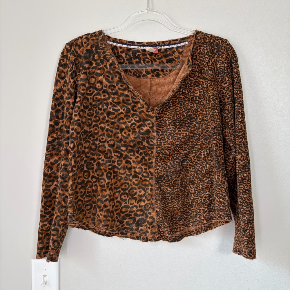 Pilcro Split Neck Leopard Print Top - image 13